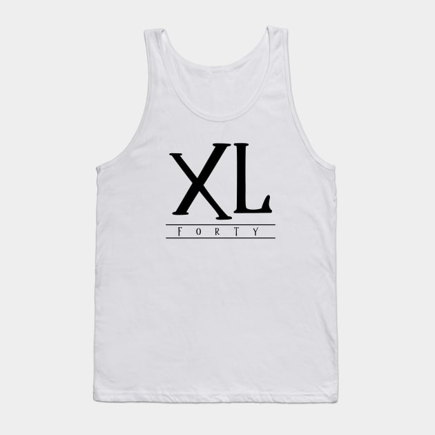 XL (Forty) Black Roman Numerals Tank Top by VicEllisArt